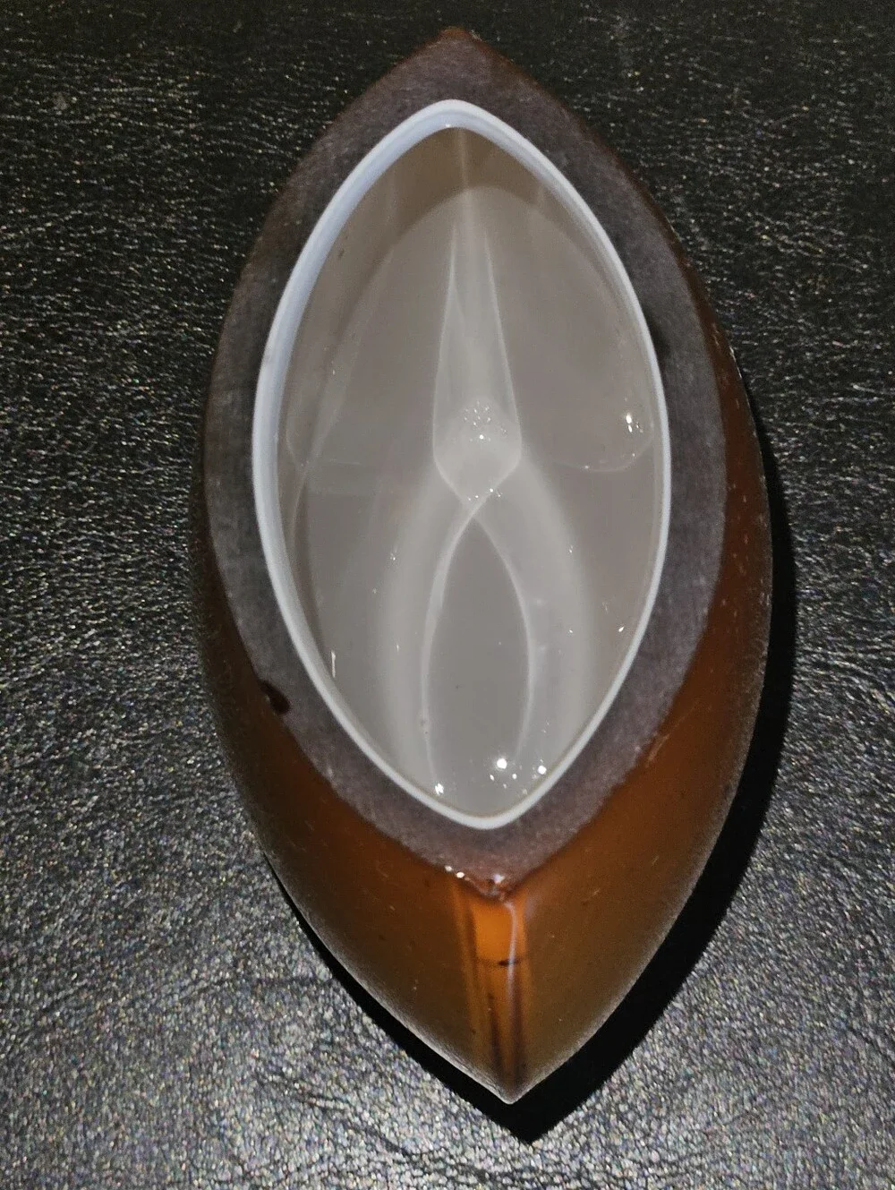 Vintage Amber Glass Votive Candle Holder or Vase w White Glass Inside